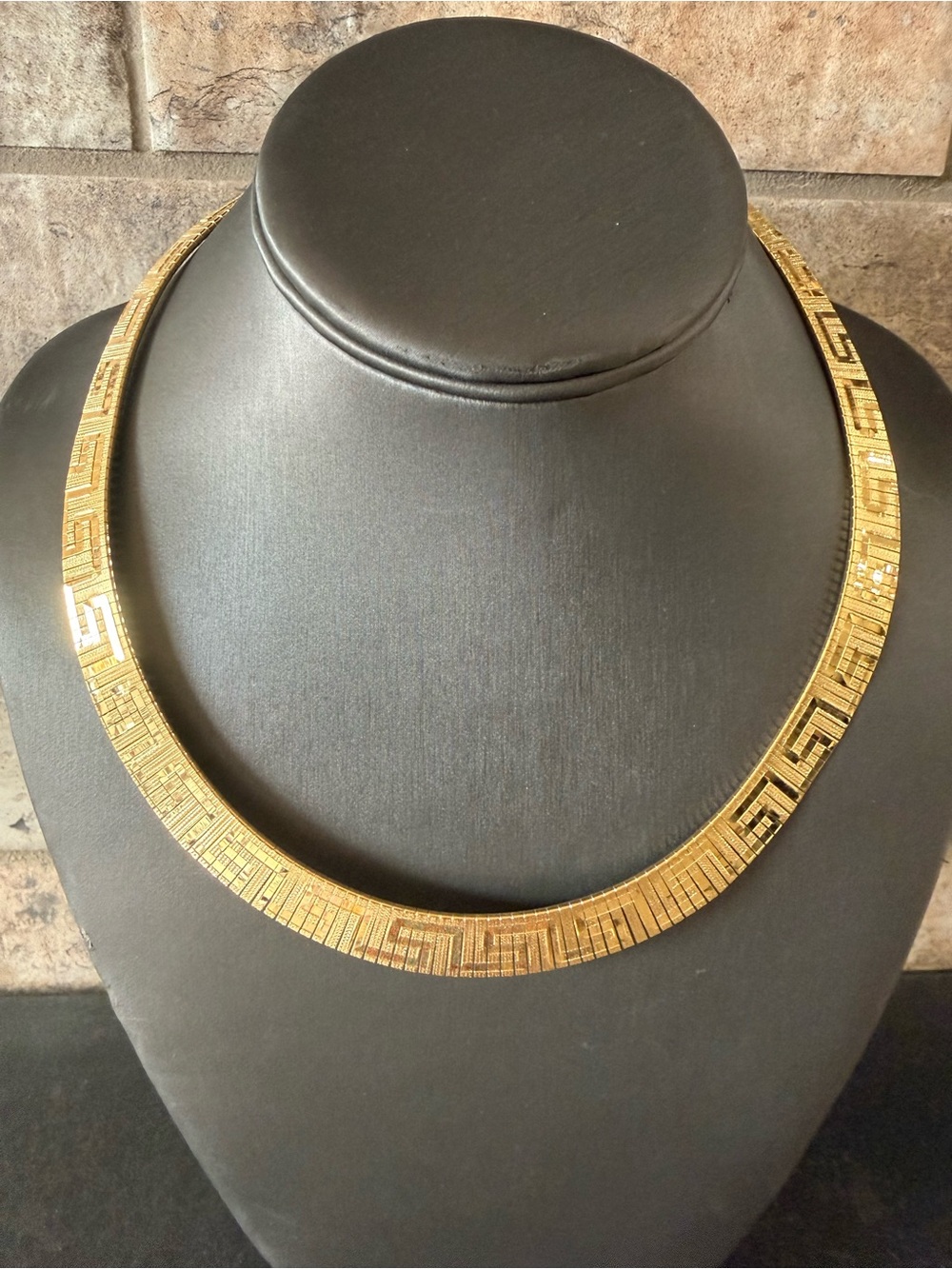 Dyadema Elegant Gold over Sterling Greek Key Collar Necklace